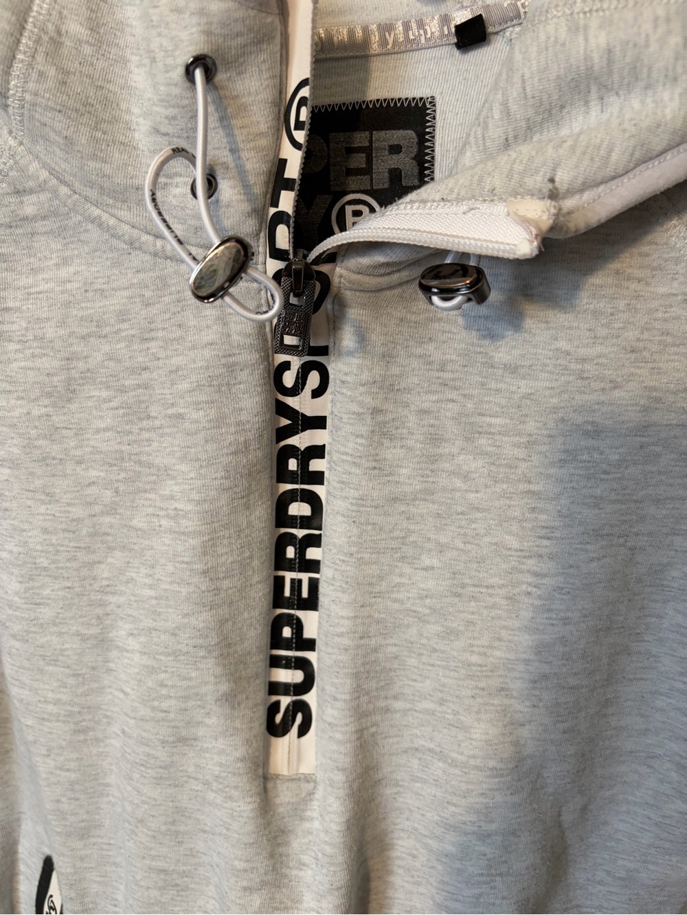 Superdry Heather Gray Funnel Neck Pullover Hoodie - Picture 6 of 7